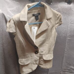 Arden B Women's Beige Short Sleeve Blazer